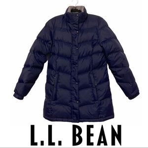 L.L. Bean Down Puffer Parka 3/4 Length Navy Sz M